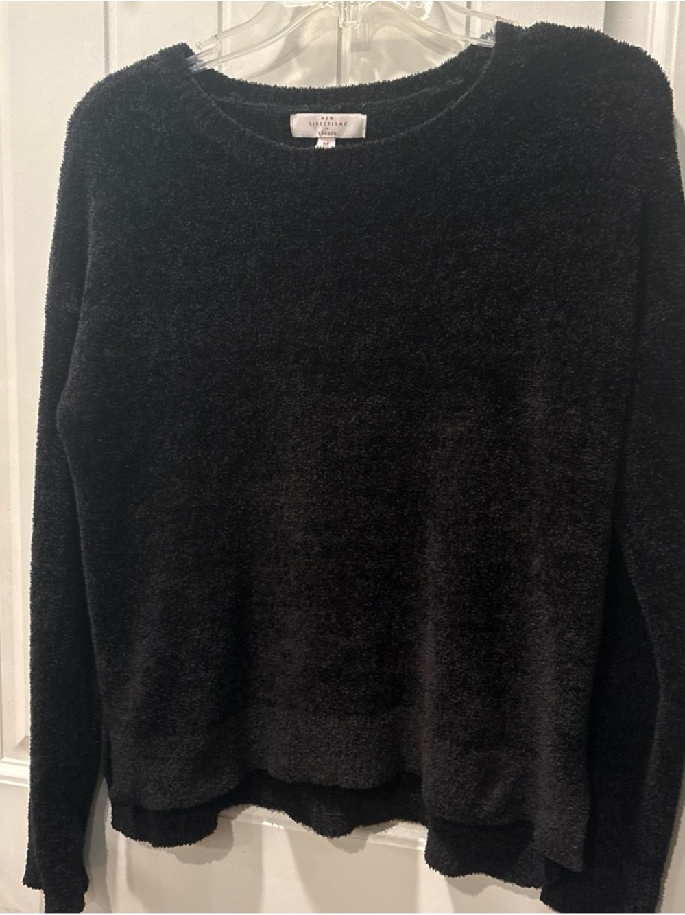 new directions Black Plush Crewneck Sweater medium